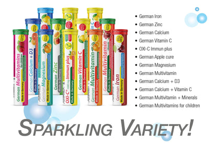 T&D German Multivitamin for Children 60 Drink Effervescent Tablets - Sweet Raspberry Flavour, Sugar Free, Vegan - Vitamin C, E, B1, B2, B6, B12 T&DBuy Supplements Australia