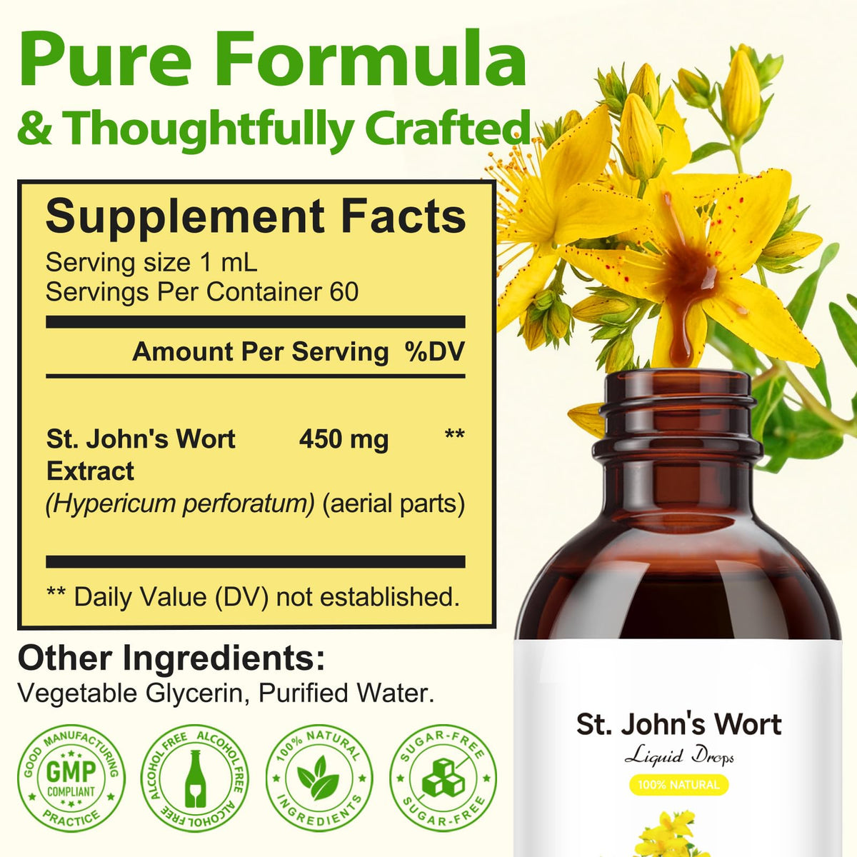 YEMFGQOE St Johns Wort Tincture | Mood Support | Alcohol Free Liquid Extract Drops | Hypericum Perforatum | Vegan, Non-GMO, Gluten Free | 2 fl oz YEMFGQOE buy supplements Au
