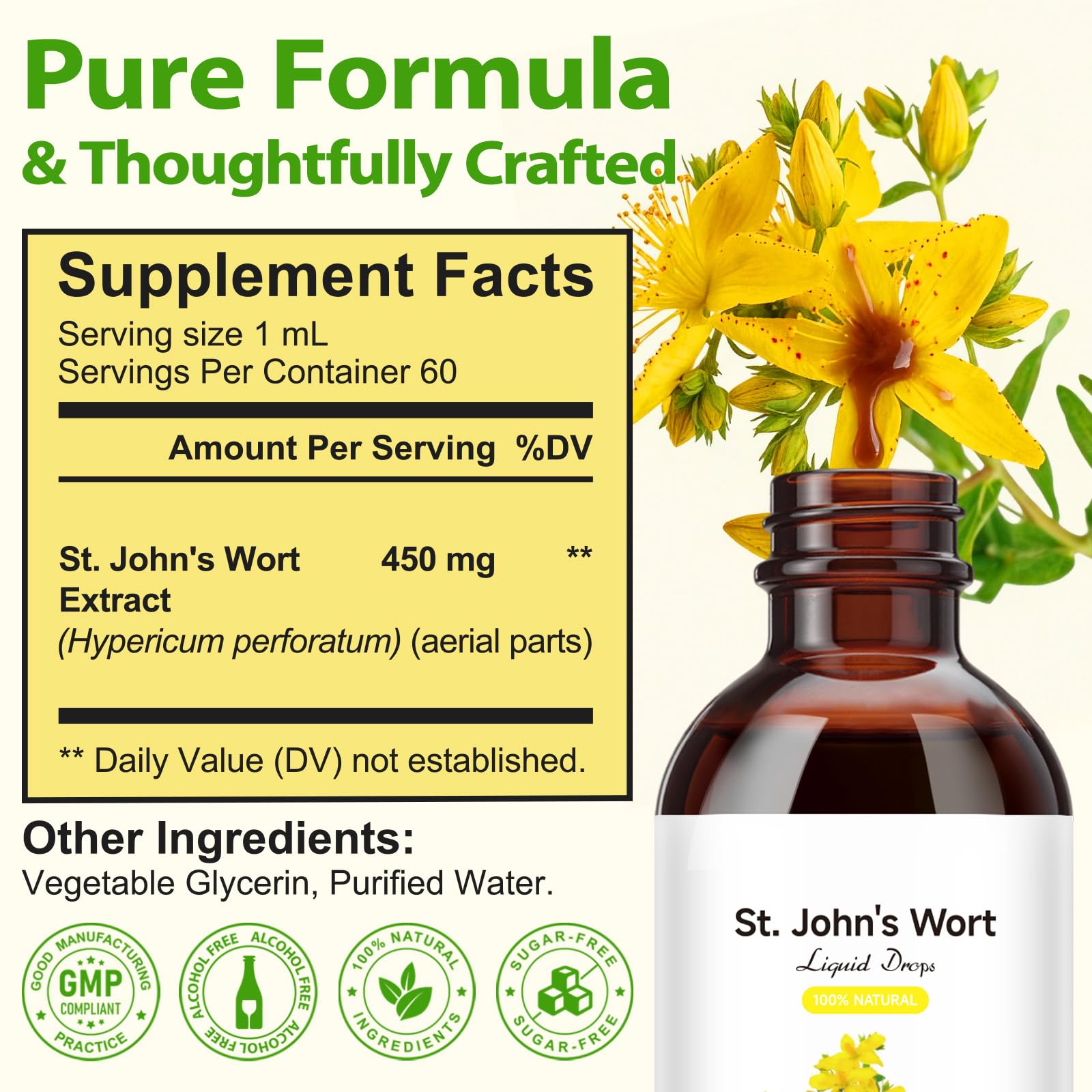 YEMFGQOE St Johns Wort Tincture | Mood Support | Alcohol Free Liquid Extract Drops | Hypericum Perforatum | Vegan, Non-GMO, Gluten Free | 2 fl oz YEMFGQOE buy supplements Au