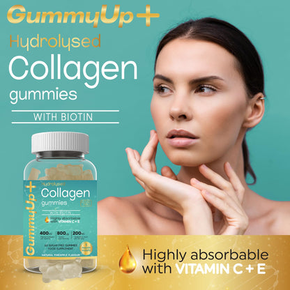 Hydrolysed Collagen Gummies with Biotin, 60 Sugar Free Natural Pineapple Flavoured Gummies ZA ZACANNABuy Supplements Australia