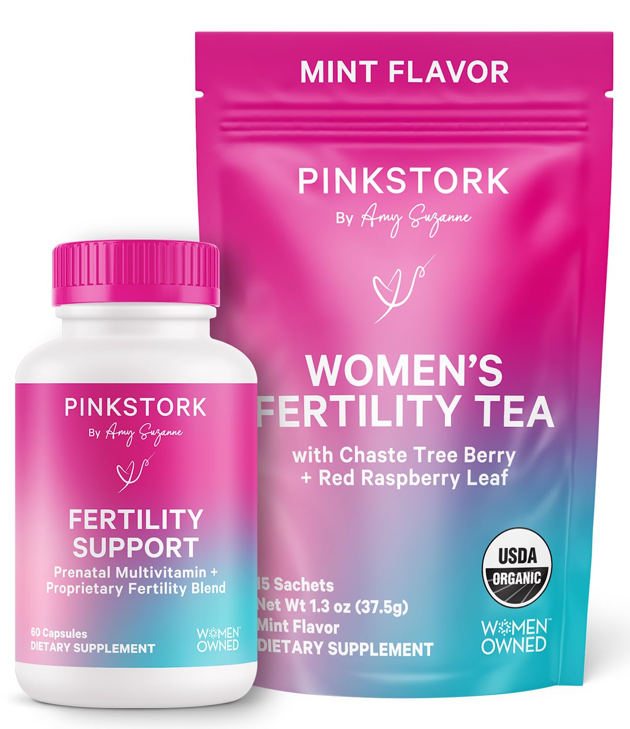 Pink Stork Fertility Bundle for Women – Conception Tea + Prenatal Vitamin Support with Inositol, Vitex, Folate & Ashwagandha – Supports Hormone Balance, Cycle Health & Preconception Wellness Pink StorkBuy Supplements Australia