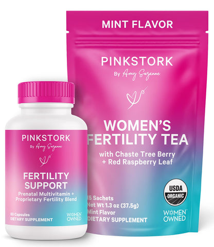 Pink Stork Fertility Bundle for Women – Conception Tea + Prenatal Vitamin Support with Inositol, Vitex, Folate & Ashwagandha – Supports Hormone Balance, Cycle Health & Preconception Wellness Pink StorkBuy Supplements Australia