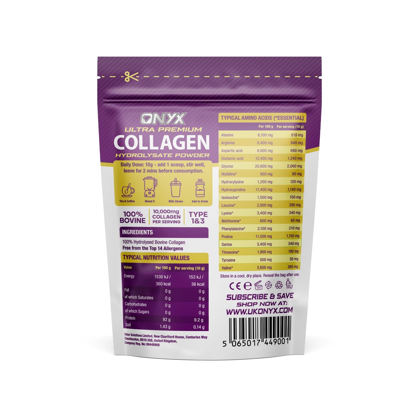 Collagen Powder 600g - 60 Servings - Collagen Peptides Supplement with High ONYX INGREDIENTS 101Buy Supplements Australia