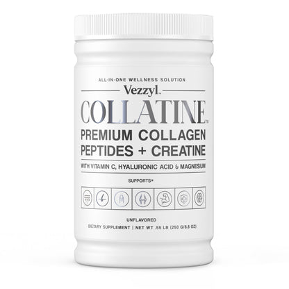 Vezzyl - Collatine - Premium Collagen Peptides + Creatine with Vitamin C, Hyaluronic Acid and Magnesium for Skin, Hair, Nails, Bone & Joint, Muscle, Immune and Cognitive Aid (.55 LB (250 G/8.8 OZ) VezzylBuy Supplements Australia