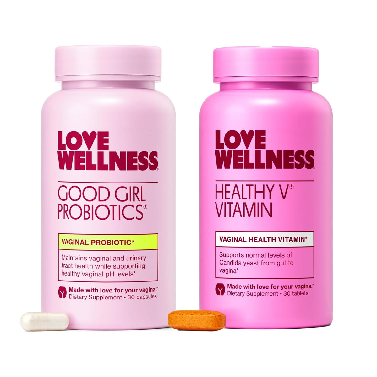 Love Wellness Good Girl Probiotics and Healthy V Vitamin | Womens Wellness Duo | Womens Probiotics Supplements for pH Balance and Vaginal Health Love WellnessBuy Supplements Australia