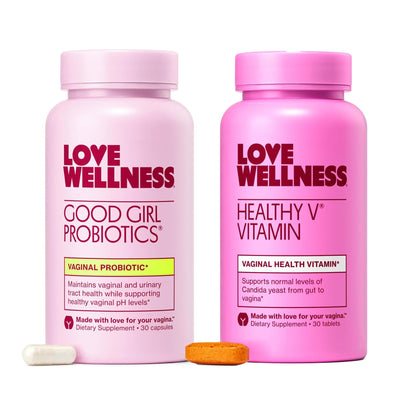 Love Wellness Good Girl Probiotics and Healthy V Vitamin | Womens Wellness Duo | Womens Probiotics Supplements for pH Balance and Vaginal Health Love WellnessBuy Supplements Australia