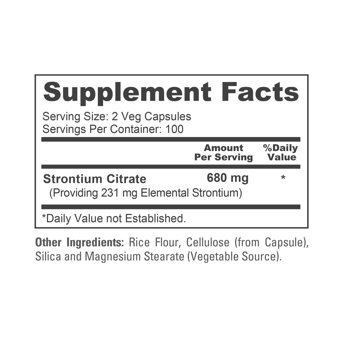 NusaPure Strontium Citrate - Suitable for Vegetarian/Vegan, Non - GMO - 680 mg 200 Capsules NusaPureBuy Supplements Australia