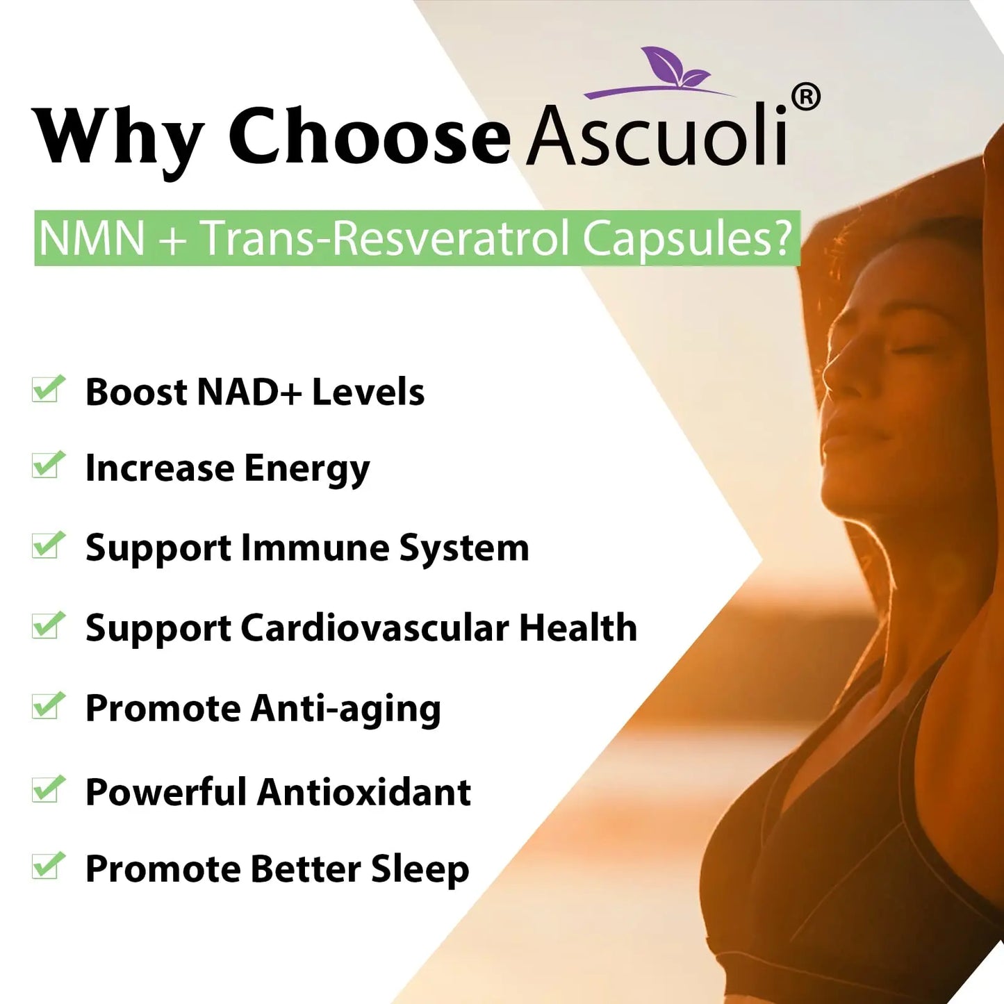 Sublingual NMN 500mg + Trans-Resveratrol 400mg, 3-in-1 Advanced Formula 99% Pure NMN Resveratrol Supplement for Boost* NAD, Cell, Immune, Energy & Muscle, Anti-Aging, 120 Lozenges (120-Day Supply) AscuoliBuy Supplements Australia
