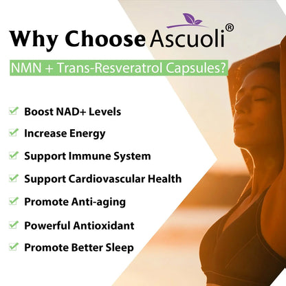 Sublingual NMN 500mg + Trans-Resveratrol 400mg, 3-in-1 Advanced Formula 99% Pure NMN Resveratrol Supplement for Boost* NAD, Cell, Immune, Energy & Muscle, Anti-Aging, 120 Lozenges (120-Day Supply) AscuoliBuy Supplements Australia
