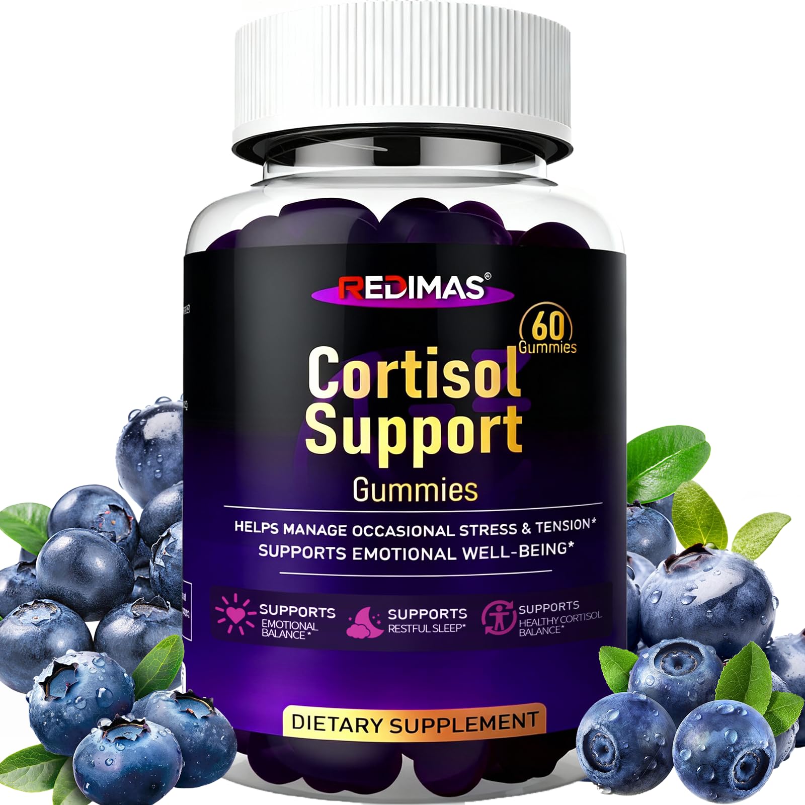 Redimas Cortisol Gummies for Women & Men with Ashwagandha, Magnesium, L-Theanine and Multivitamin, Vegan Chewable Gummies for Daily Lifestyle Balance, Convenient Adult Supplement, 60 Count RedimasBuy Supplements Australia