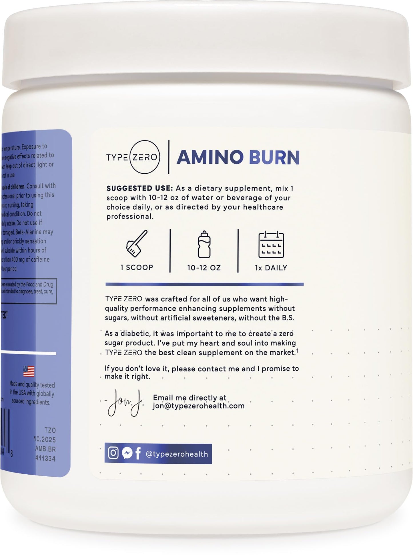 Type Zero Amino Burn - Vegan BCAA + Clean Pre Workout Powder with Arginine AKG, L-Citrulline & Beta Alanine - Amino Acid Clean Energy, Endurance & Hydration Supplement - Blue Raspberry, 30 Servings Type ZeroBuy Supplements Australia