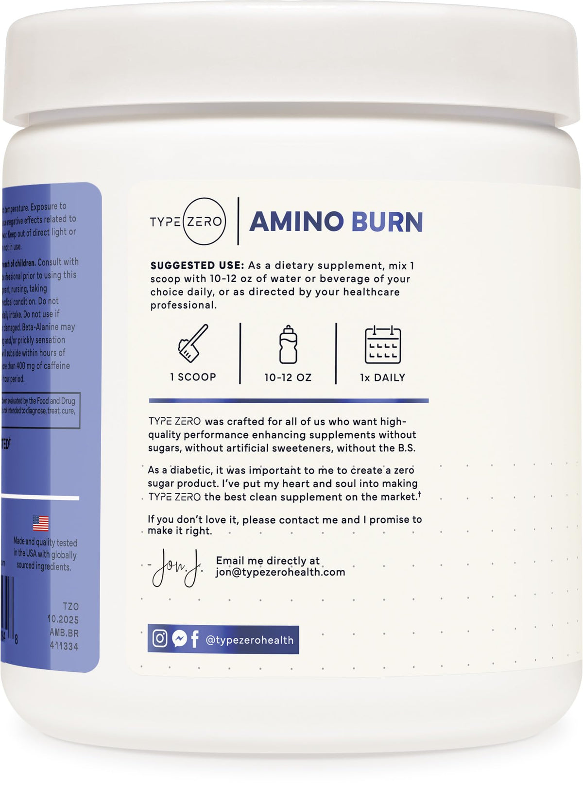Type Zero Amino Burn - Vegan BCAA + Clean Pre Workout Powder with Arginine AKG, L-Citrulline & Beta Alanine - Amino Acid Clean Energy, Endurance & Hydration Supplement - Blue Raspberry, 30 Servings Type ZeroBuy Supplements Australia