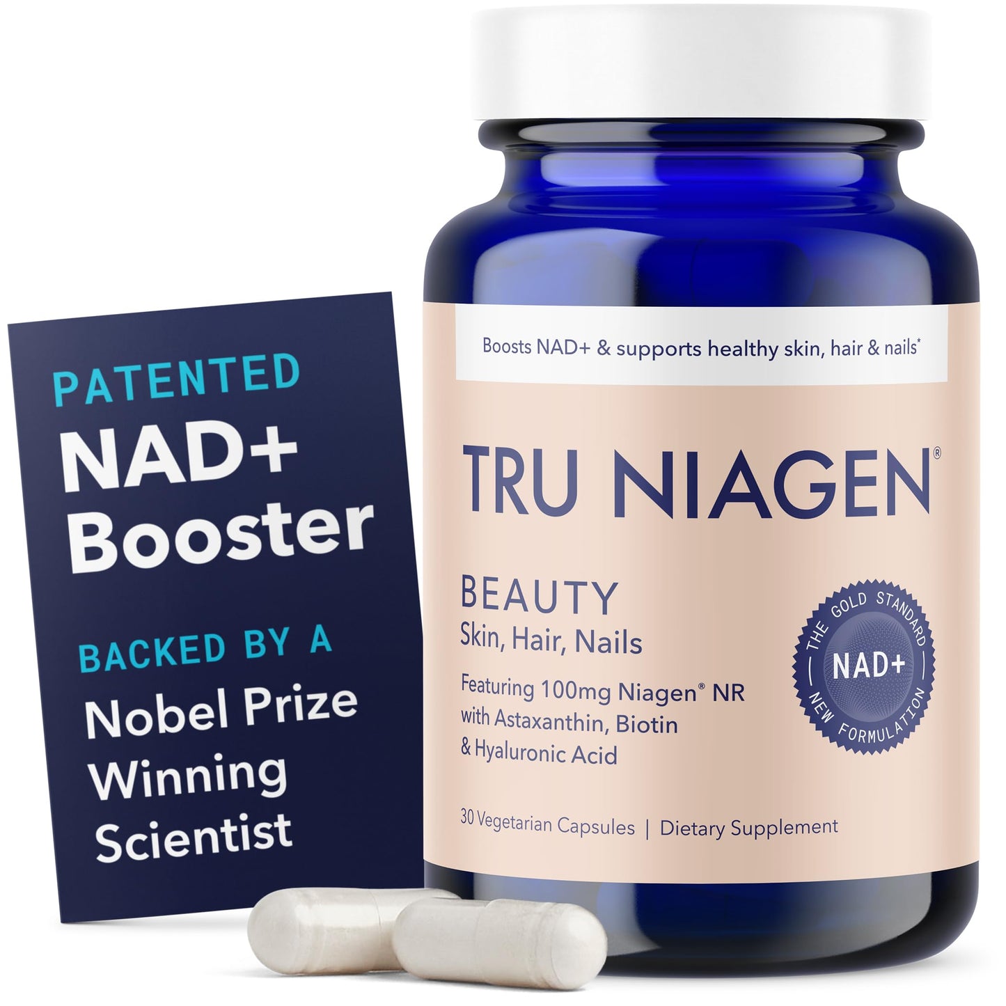 TRU NIAGEN BEAUTY NAD+ for Hair, Skin & Nails | Contains Niagen®, Astaxanthin, Hyaluronic Acid, Biotin | Supports Skin Elasticity & Moisture Retention | Daily Supplements for Men & Women | 30 Servings TRU NIAGENBuy Supplements Australia