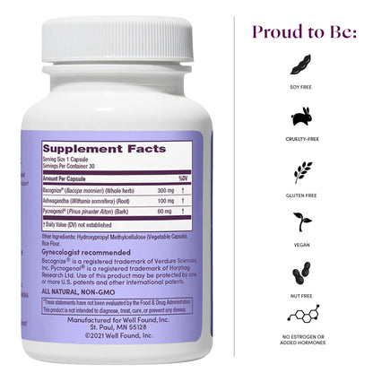 Womaness Menopause Supplements for Women - Hormone Balance for Women Perimenopause and Menopause - Ashwagandha, Pycnogenol and Bacognize for Hot Flashes, Brain Fog and Mood Hormone Free - 30 Capsules WomanessBuy Supplements Australia