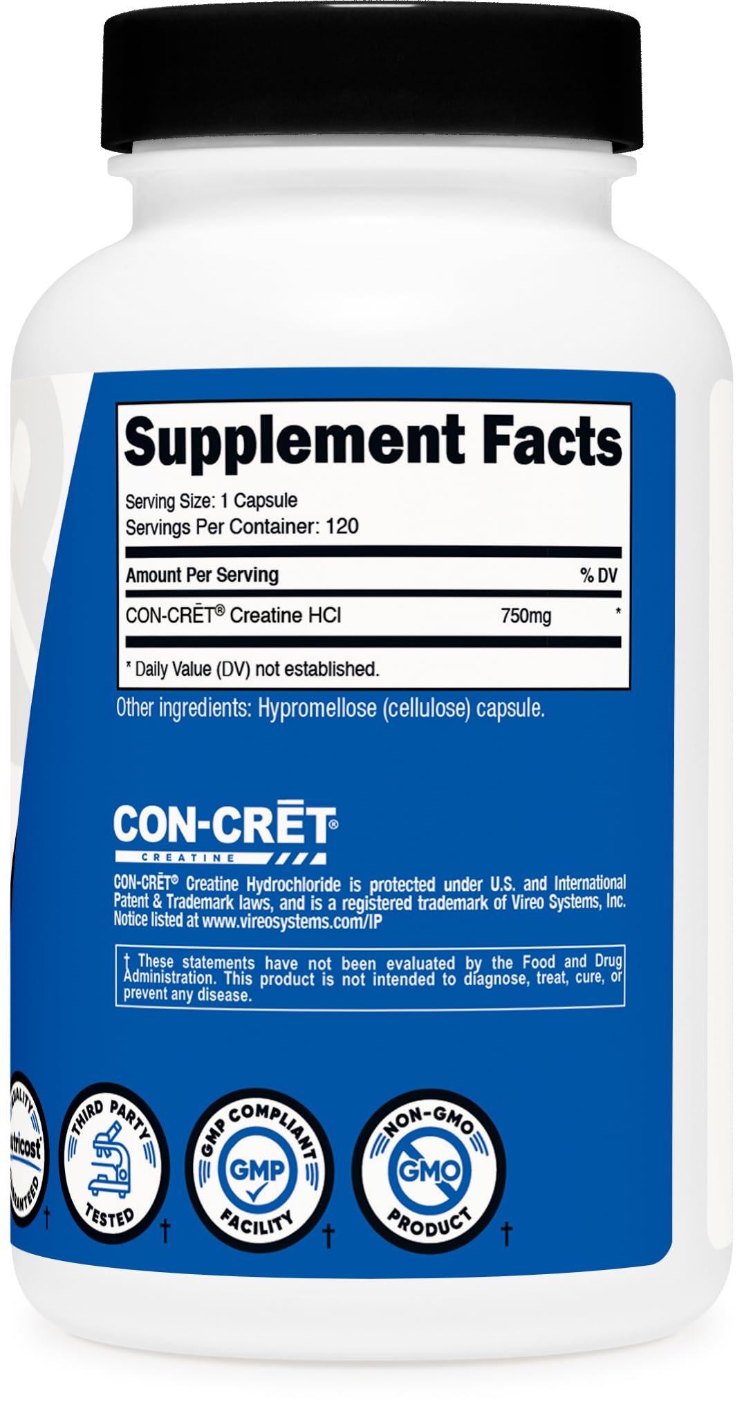 Nutricost Creatine HCl 120 Capsules - Made with CON-CRET Creatine, 750 MG Per Capsule NutricostBuy Supplements Australia