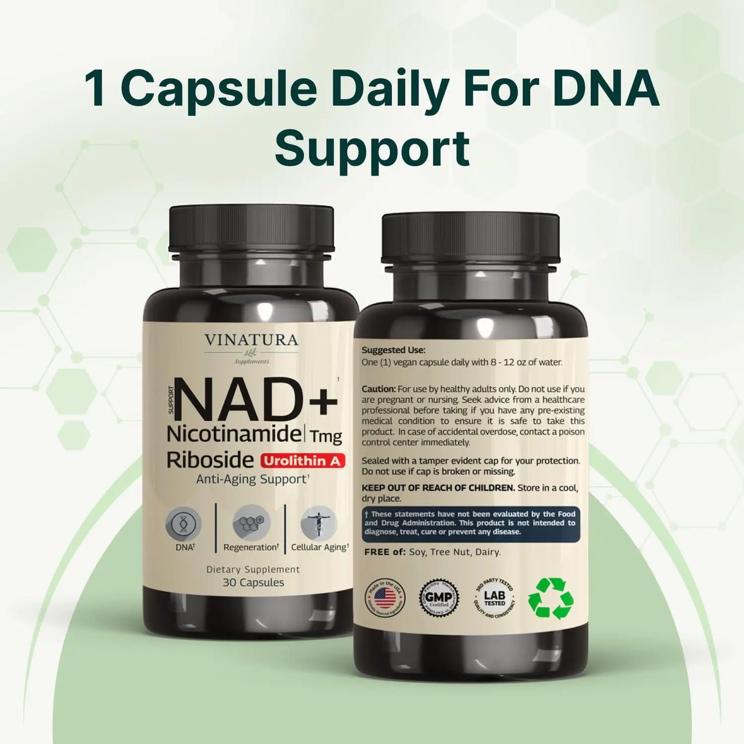 VINATURA NAD Supplement, Nicotinamide Riboside with Resveratrol - Advanced NAD+ Supplement with TMG and Urolithin A, for Women and Men - 30 Vegan Capsules VINATURABuy Supplements Australia