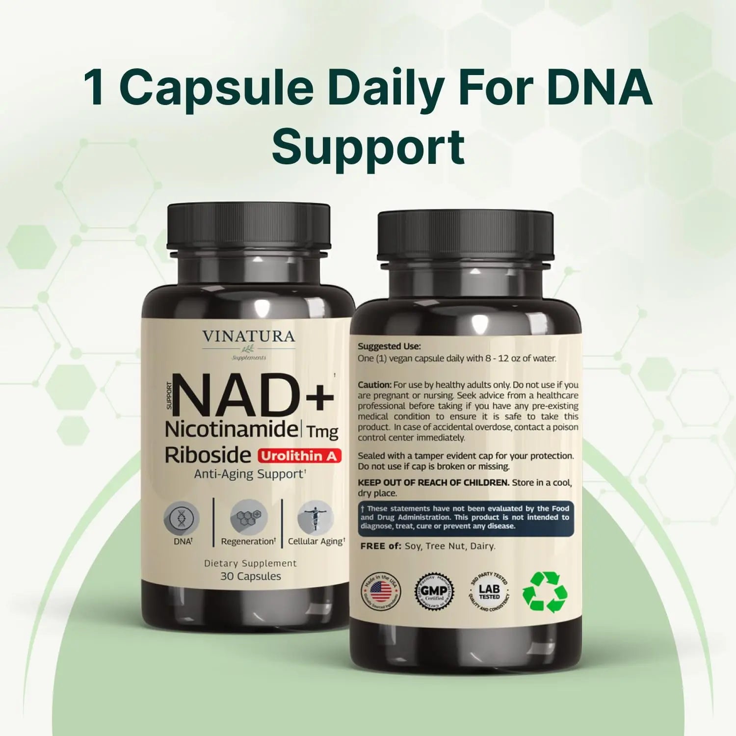 VINATURA NAD Supplement, Nicotinamide Riboside with Resveratrol - Advanced NAD+ Supplement with TMG and Urolithin A, for Women and Men - 30 Vegan Capsules VINATURABuy Supplements Australia