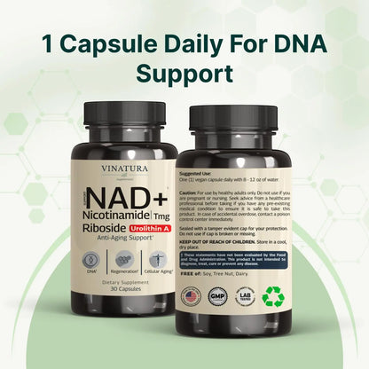 VINATURA NAD Supplement, Nicotinamide Riboside with Resveratrol - Advanced NAD+ Supplement with TMG and Urolithin A, for Women and Men - 30 Vegan Capsules VINATURABuy Supplements Australia