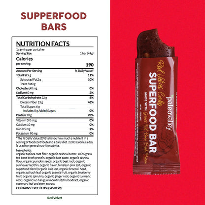 Paleovalley Superfood Bars – Red Velvet– 10 Pack – 9g Protein per Bar – Gluten-Free, Grain-Free, Paleo, Non-GMO – On-the-Go Snack PaleovalleyBuy Supplements Australia