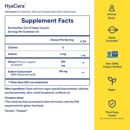 Ritual HyaCera Skin Supplement for Wrinkle Support, with Hyabest® and Ceratiq® for Skin Hydration Support, Hyaluronic Acid, Glycolipids, Ceramides, Gluten Free, Non GMO, Vanilla Essence, 30 Day Supply RitualBuy Supplements Australia