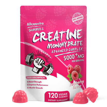 NSF Certified Creatine Gummy - Creatine Monohydrate Gummies 5000mg for Men & Women -120 Gummies Advanced Formula, Muscle Strength, Muscle Builder, Energy Boost, Pre-Workout Supplement-Raspberry AllcoovitaBuy Supplements Australia