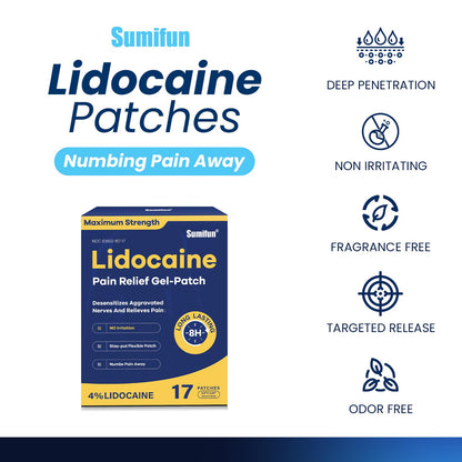 Sumifun 4% Lidocaine Patches Maximum Strength - Pain Relieving Gel Patch for Muscle Soreness, Back Ache, Knee, Neck & Joint Pains - Topical Analgesic (Large, Count, 17) SumifunBuy Supplements Australia