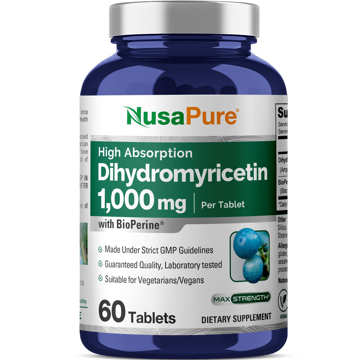 NusaPure Dihydromyricetin (DHM) 1,000mg 60 Veggie Tablets (No GMO & 100% Vegetarian) NusaPureBuy Supplements Australia