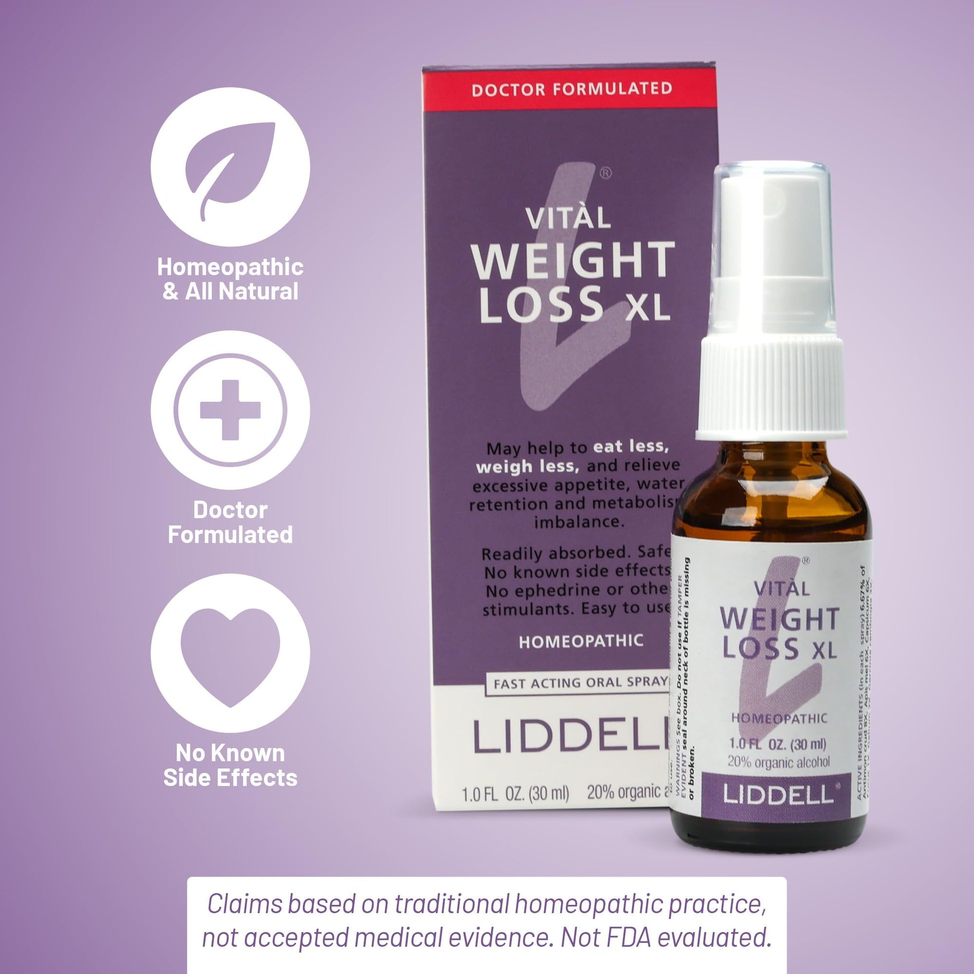VITL Weight Loss XL Liddell Homeopathic 1 oz Liquid LiddellBuy Supplements Australia