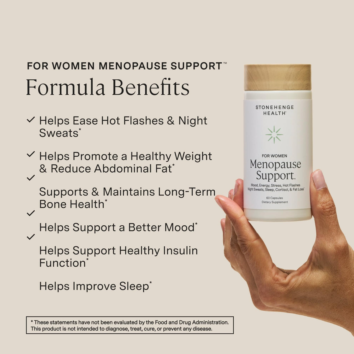 Stonehenge Health for Women Menopause Support for Peri + Menopause + Post - Mood, Energy, Stress, Hot Flashes, Night Sweats, Sleep & Cortisol, Chromax Chromium, Vitamin D3, KSM-66 Ashwagandha Extract Stonehenge HealthBuy Supplements Australia