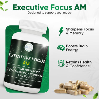 12-in-1 Natural Nootropic Brain Supplement for Memory and Focus, Nootropic for Men & Women, Brain Support Pill for Adults, Brain Vitamins - Focus 30 Day Supply Executive FocusBuy Supplements Australia
