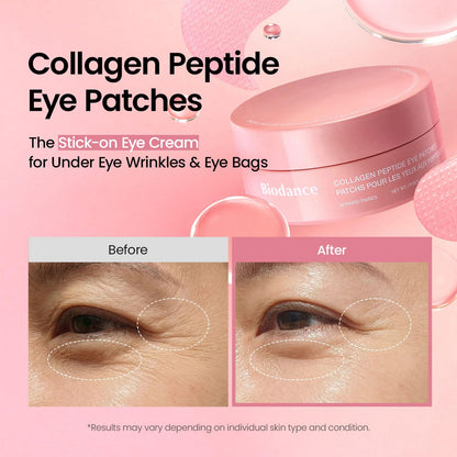 BIODANCE Collagen Peptide Eye Patches, Anti Wrinkle & Smile Line Patches for Face, Under Eye Mask for Fine Lines & Eye Bags