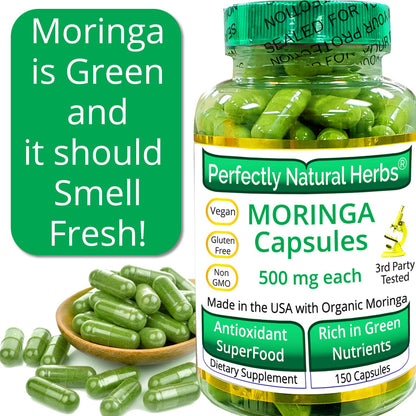 150 Moringa Capsules Made With USDA Certified Organic Moringa Leaf Powder Perfectly Natural HerbsBuy Supplements Australia
