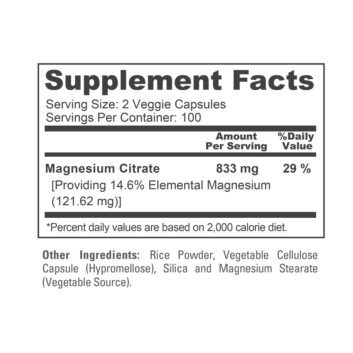 NusaPure Magnesium Citrate 833mg - 200 Veggie Capsules (Vegetarian, Non-GMO, Vegan) NusaPureBuy Supplements Australia