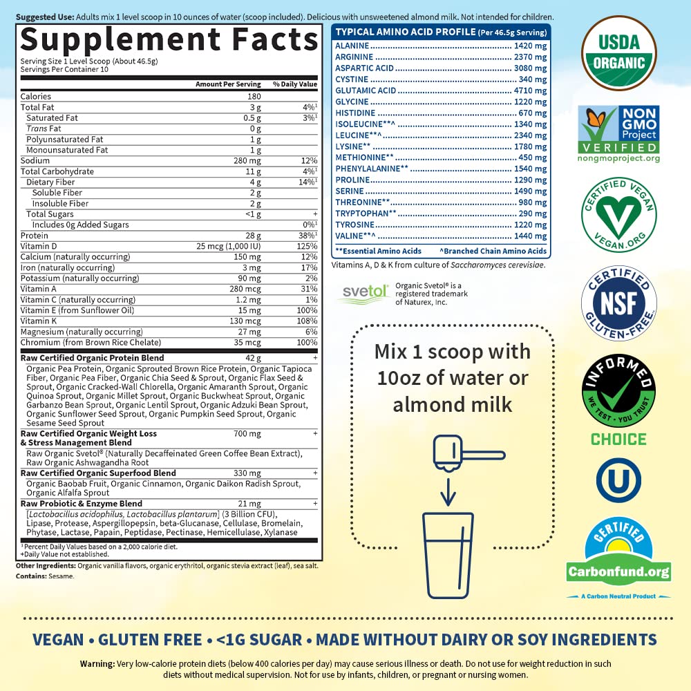 Garden of Life Raw Organic Fit Vegan Protein Powder Vanilla, 28g Plant Based Protein Garden of LifeBuy Supplements Australia