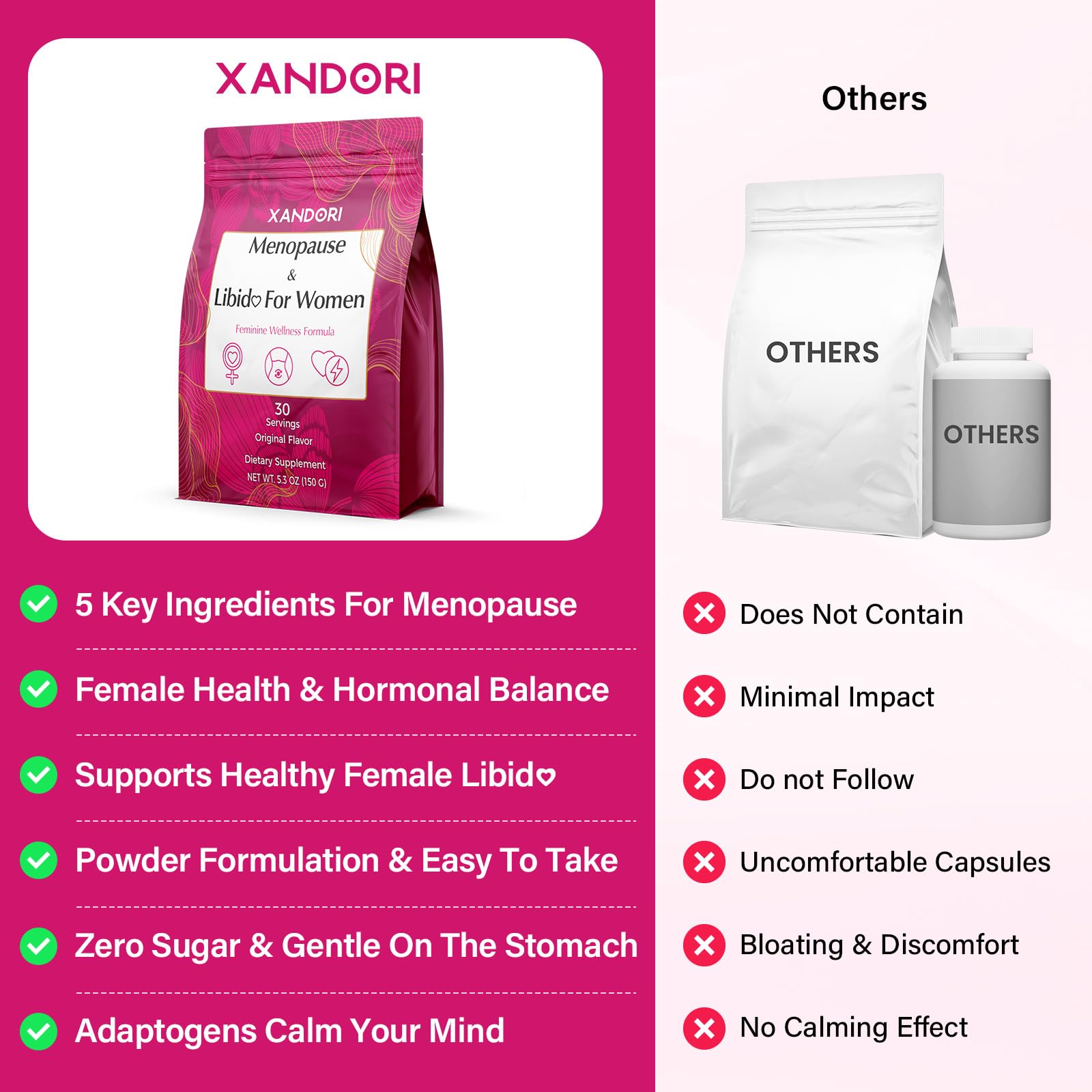 Menopause Supplements for Women, 10-in-1 Hormone Balance for Women, with Red Clover, Korean Ginseng, Shatavari - Menopause & Libisoothe Powder for Desire, Hot Flashes, Night Sweats & Mood - 5.3 Oz XandoriBuy Supplements Australia