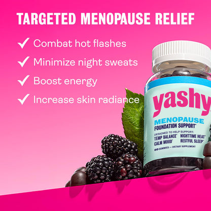 Yashy Gummies for Menopause | Hormone-Free Supplements for Women | Clinically Backed | 30 Servings | Helps Alleviate Hot Flashes, Night Sweats, & Mood Swings | Supports Libido | BlackBerry Flavor YASHYBuy Supplements Australia