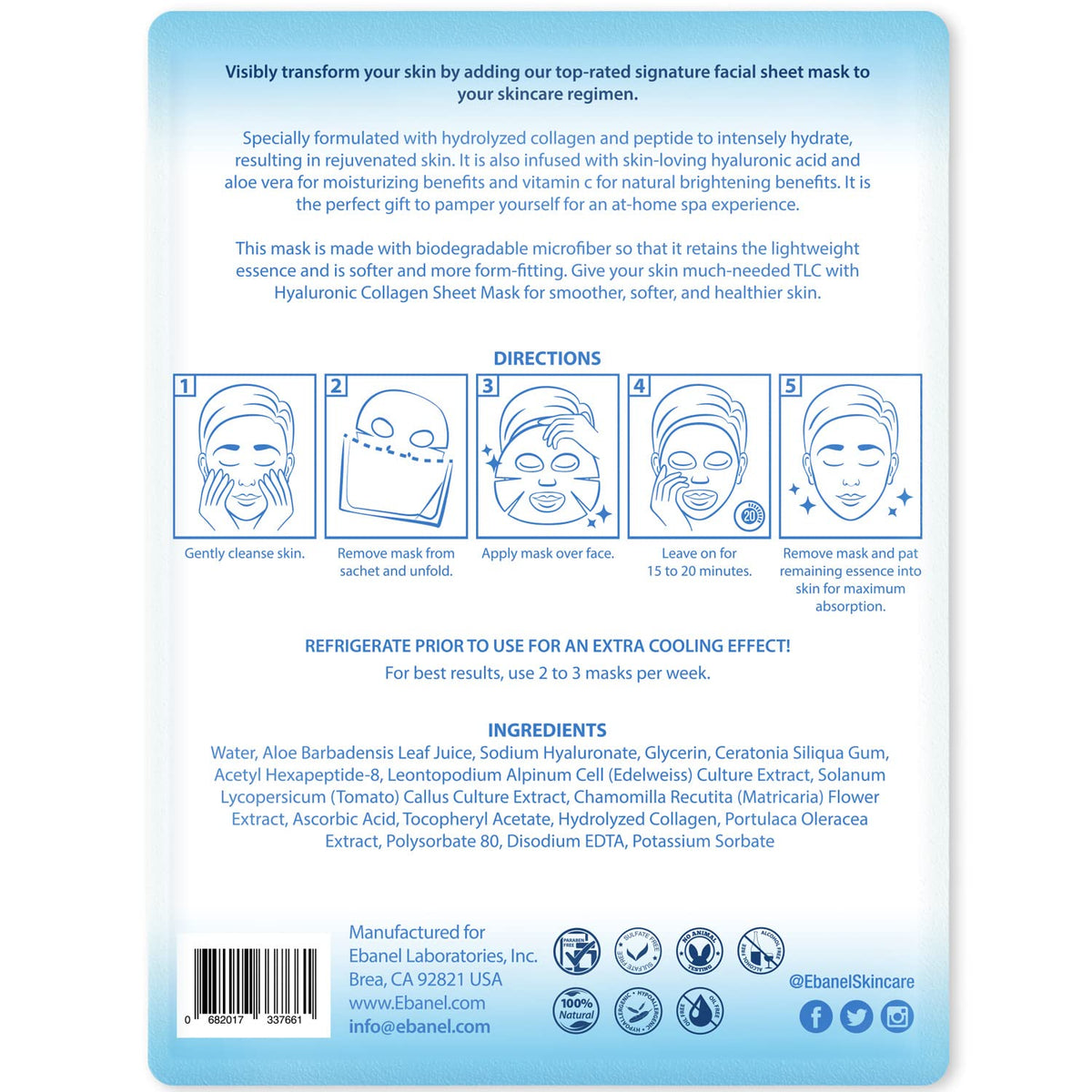 Ebanel Bundle of 15-Pack Collagen Face Mask, and Charcoal Peel Off Face Mask Ebanel buy supplements Au