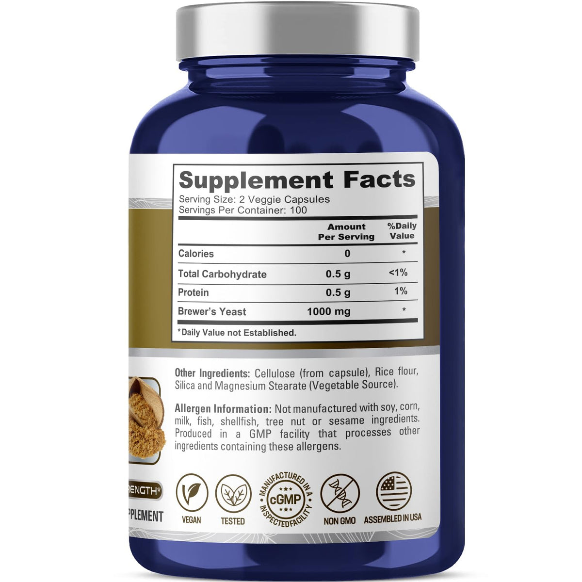 NusaPure Brewer’s Yeast - Suitable for Vegetarian/Vegan, Non - GMO - 1000mg 200 Capsules NusaPureBuy Supplements Australia