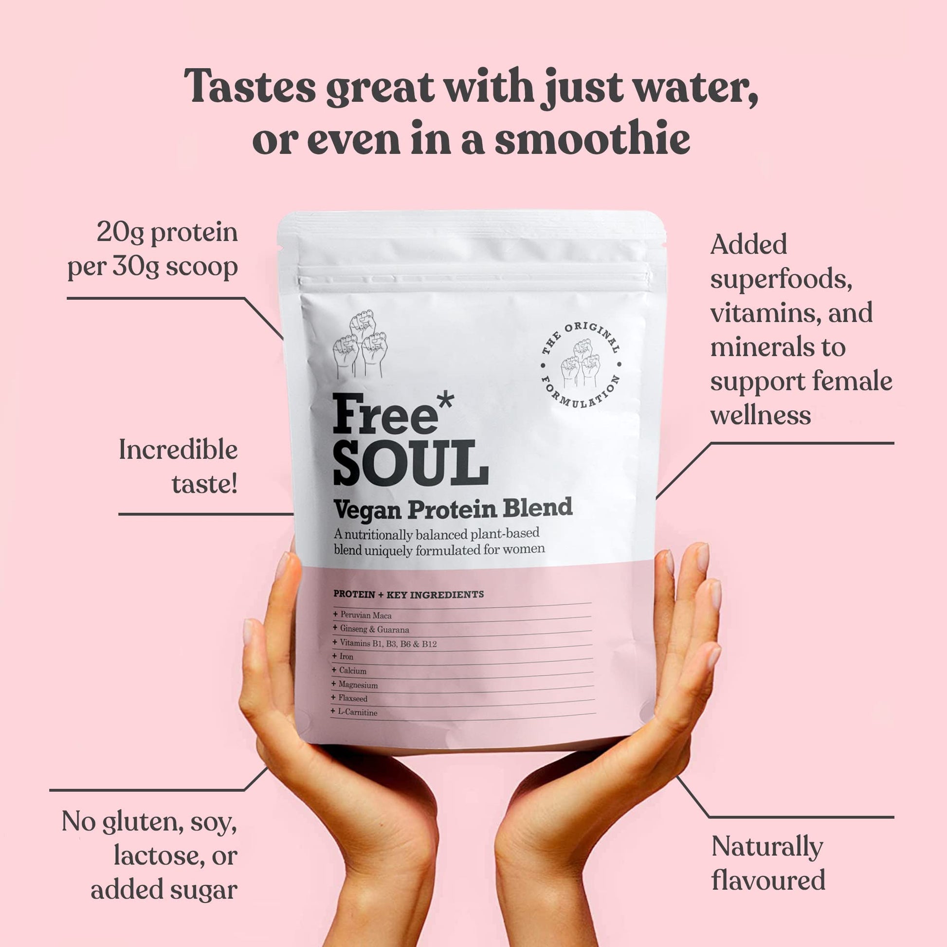 Free Soul Vegan Protein Powder | Formulated for Women | 600g | 20g Protein Free SoulBuy Supplements Australia