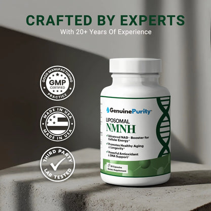 GenuinePurity - NMNH NAD Supplement - 250mg, 30 Count Liposomal NAD+ Supplement for Cellular Health & Energy - GMP Certified Advanced Reduced Form of NMN for Superior Stability & Absorption GenuinePurityBuy Supplements Australia