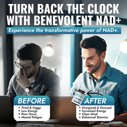 Benevolent NAD+ Supplement 1050mg, Max Absorption 3in1 NAD Supplements for Women & Men with Nicotinamide Riboside, Trans-Resveratrol & TMG, NAD Plus for Cellular Energy, Brain Support & Aging, 90 Caps Benevolent NourishmentBuy Supplements Australia