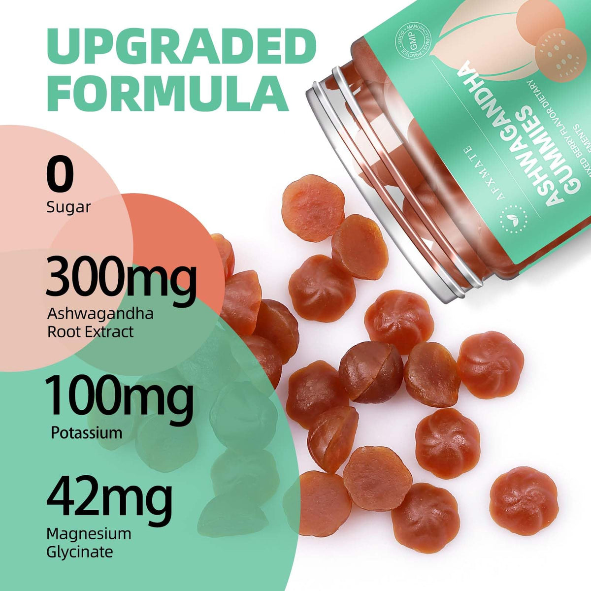 AFXMATE Ashwagandha Gummies for Women Sugar Free, Men's Ashwagandha Supplement Gummy with Vitamin D Magnesium Vegan (90 Counts) AFXMATEBuy Supplements Australia