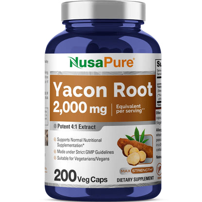 NusaPure Yacon Root Extract 2000mg 200 Vegetarian Capsules (Extract 4:1, Non-GMO, Vegan) NusaPureBuy Supplements Australia