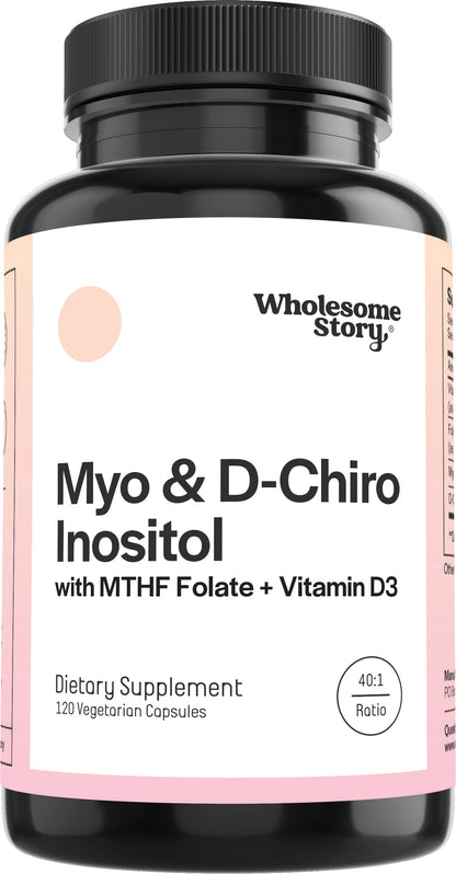 Myo-Inositol & D-Chiro Inositol Capsules with MTHF, Folate, Vitamin D| Support for Ovarian Function, Hormone Balance, & Homocysteine Levels | Fertility Supplements for Women | 40:1 Ratio Wholesome StoryBuy Supplements Australia