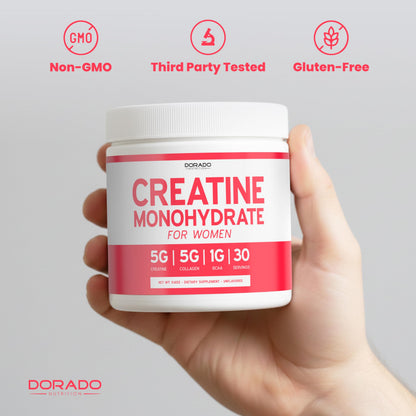 Creatine for Women | Creatine Monohydrate Powder 5G + 5000mg Collagen + 1000mg BCAA 2:1:1 Powder (30 Serving) Support Glutes, Lean Muscles, Recovery, Energy & Stamina Non-GMO, Gluten Free - USA Made DORADO NUTRITIONBuy Supplements Australia