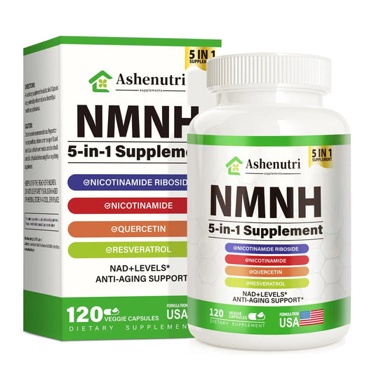 NMNH (Dihydronicotinamide Mononucleotide), NMN Alternative Supplement w/Niacinamide (Vitamin B3), Quercetin, Trans-Resveratrol, Support NAD+, Skin Cell Health*, Anti-Aging & Energy, 120 Caps AshenutriBuy Supplements Australia