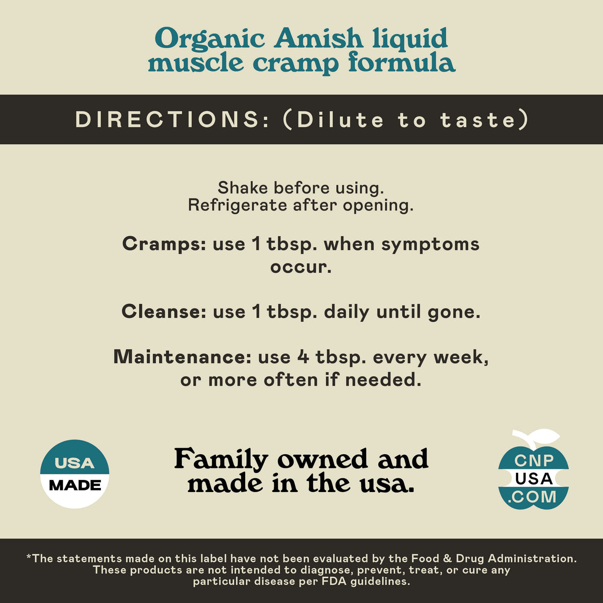 Organic Amish Leg Cramp Relief Liquid 16oz - Natural Muscle and Foot Support Supplement with Apple Cider Vinegar, Ginger, Garlic, Aloe, Fast Cramp Reducing Formula, Certified Organic, Made in USA Complete Natural ProductsBuy Supplements Australia