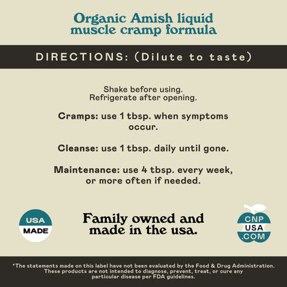 Organic Amish Leg Cramp Relief Liquid 16oz - Natural Muscle and Foot Support Supplement with Apple Cider Vinegar, Ginger, Garlic, Aloe, Fast Cramp Reducing Formula, Certified Organic, Made in USA Complete Natural ProductsBuy Supplements Australia