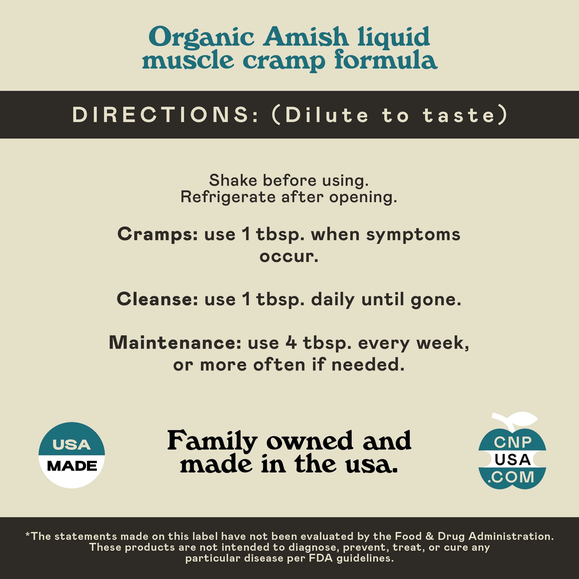 Organic Amish Leg Cramp Relief Liquid 16oz - Natural Muscle and Foot Support Supplement with Apple Cider Vinegar, Ginger, Garlic, Aloe, Fast Cramp Reducing Formula, Certified Organic, Made in USA Complete Natural ProductsBuy Supplements Australia