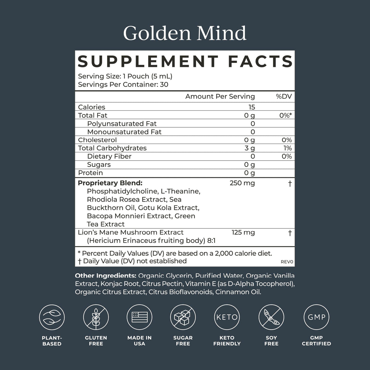 CYMBIOTIKA Golden Mind Nootropic - Boosts Focus, Memory, Alertness, Supports Nervous System with Bacopa, Green Tea, Lion’s Mane, L-Theanine, Rhodiola | 30 Pouches CYMBIOTIKABuy Supplements Australia